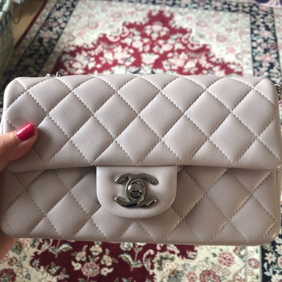 Lavender light purple Chanel Mini rectangular lambskin - Picture 3 of 7